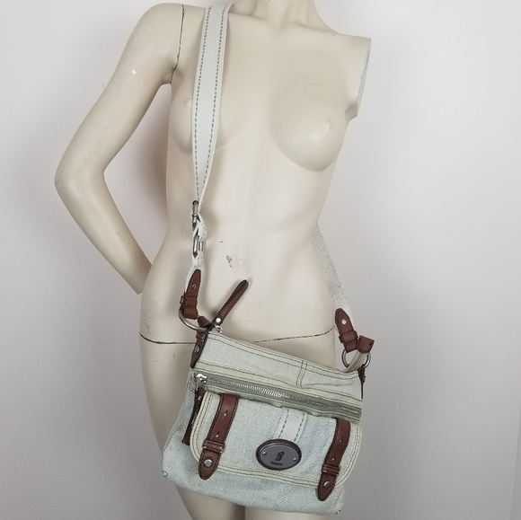 Fossil khaki crossbody bag with pockets - Picture 1 of 8